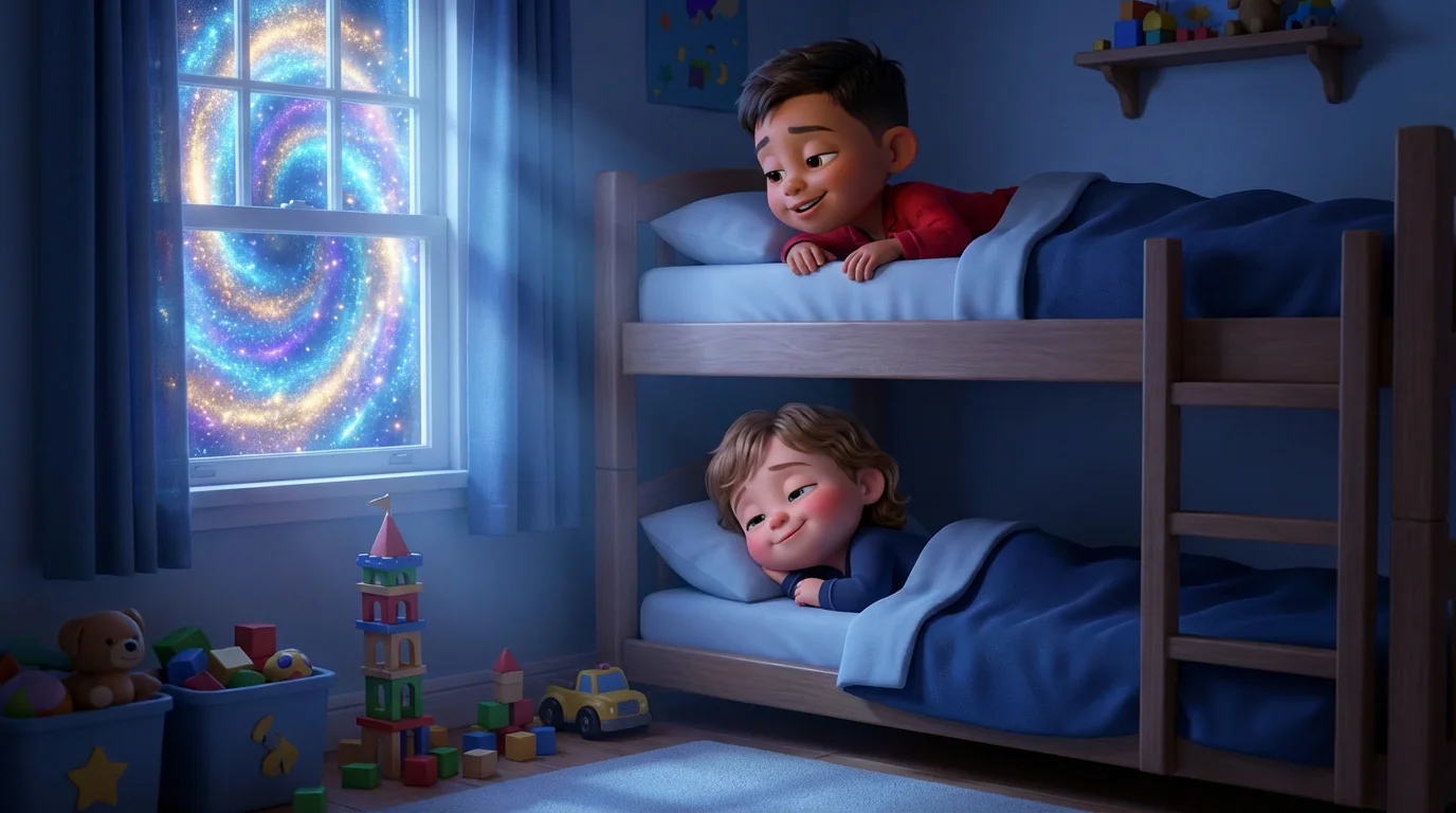 As the sun set, Violet flew them home through the portal, promising to visit again in their dreams!