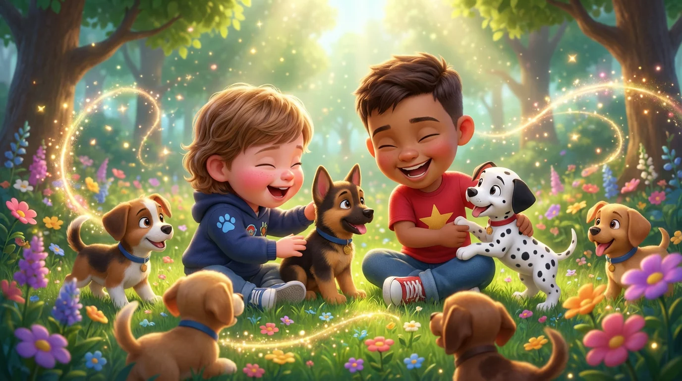 Lincoln wished for courage and Greyson wished for kindness, and the gems began to glow brightly!