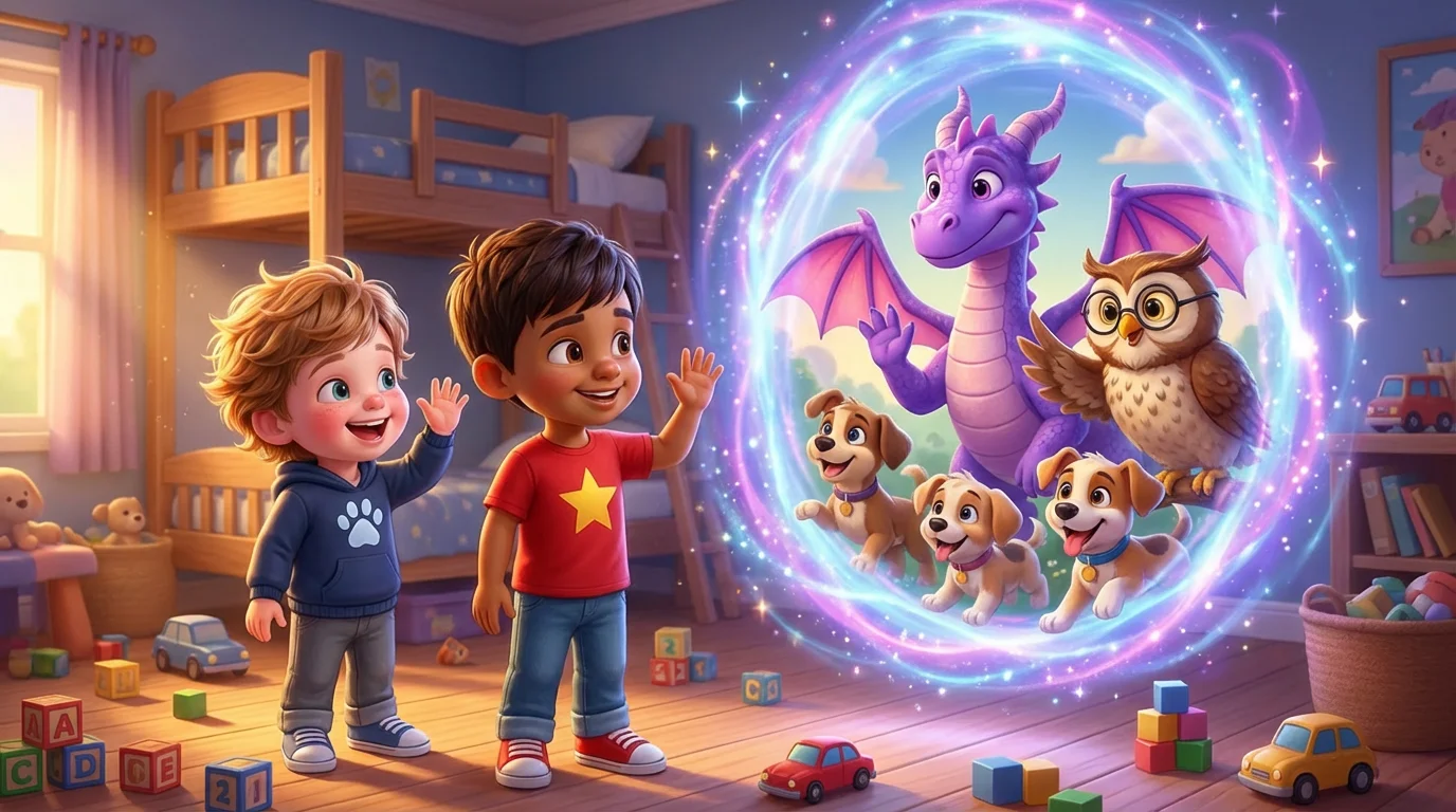 The dragon family celebrated with a feast of starlight cookies and moonbeam juice!